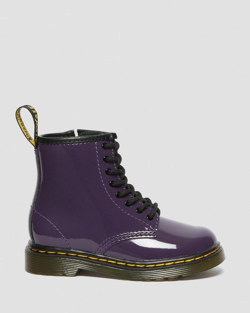 Purple Kids' Dr Martens Toddler 1460 Patent Leather Lace Up Boots | CA 702DFM